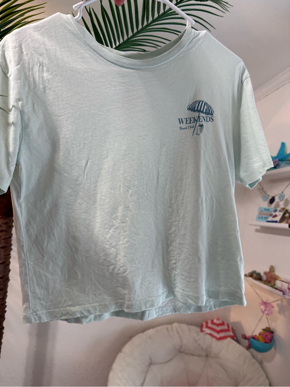 art class Light Mint Graphic Tee with Navy Umbrella